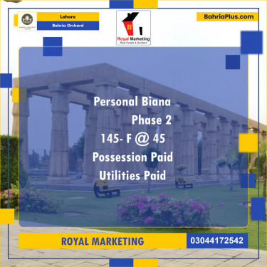 Residential Plot for Sale in Phase 2 - F Block -  Bahria Orchard, Lahore - (BP-122819)