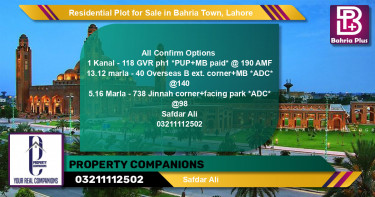 Residential Plot for Sale in Golf Phase 1 -  Bahria Town, Lahore - (BP-122889)