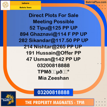 Residential Plot for Sale in Bahria Town, Lahore - (BP-122918)
