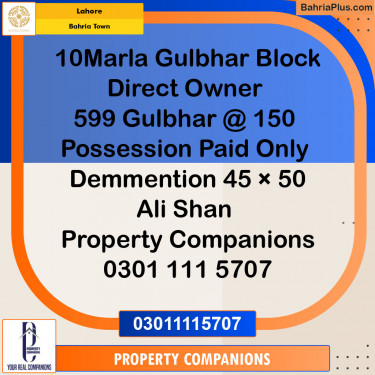 Residential Plot for Sale in Bahria Town, Lahore - (BP-122951)