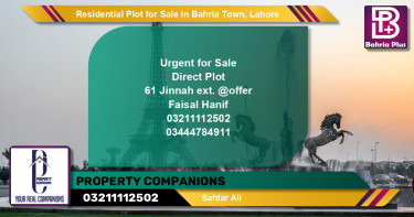 Residential Plot for Sale in Sector E - Jinnah Ext. Block -  Bahria Town, Lahore - (BP-123062)