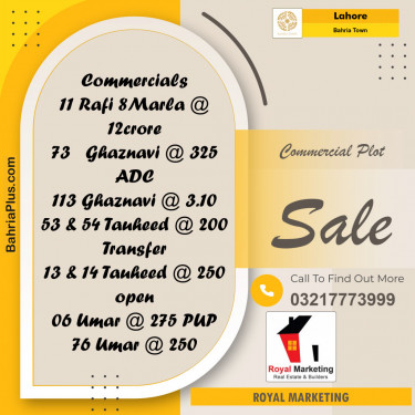 Commercial Plot for Sale in Bahria Town, Lahore - (BP-123072)