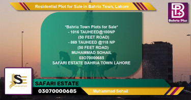 Residential Plot for Sale in Bahria Town, Lahore - (BP-123073)