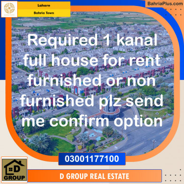 Residential House for Rent in Bahria Town, Lahore - (BP-123076)