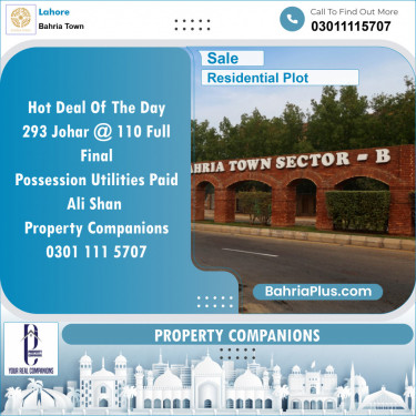 Residential Plot for Sale in Sector E - Johar Block -  Bahria Town, Lahore - (BP-123124)