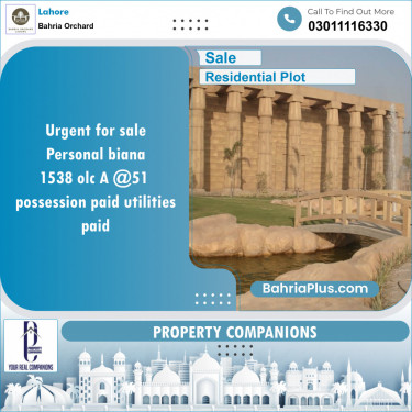 Residential Plot for Sale in OLC-A Block -  Bahria Orchard, Lahore - (BP-123155)