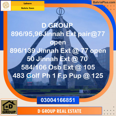 Residential Plot for Sale in Sector E - Jinnah Ext. Block -  Bahria Town, Lahore - (BP-123189)