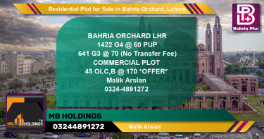 Residential Plot for Sale in Phase 4 - G4 Block -  Bahria Orchard, Lahore - (BP-123211)