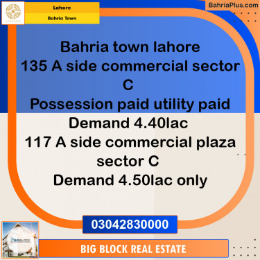 Commercial Plot for Sale in Bahria Town, Lahore - (BP-123245)