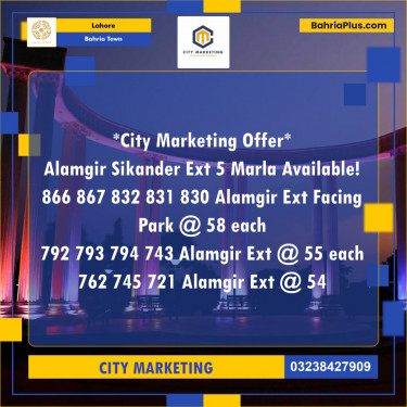 Residential Plot for Sale in Sector F - Alamgir Block -  Bahria Town, Lahore - (BP-123278)