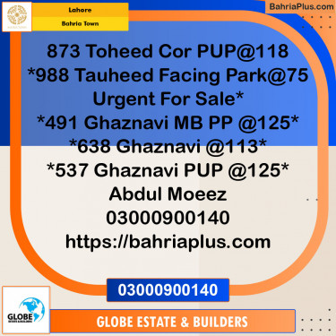 Residential Plot for Sale in Sector F - Tauheed Block -  Bahria Town, Lahore - (BP-123297)