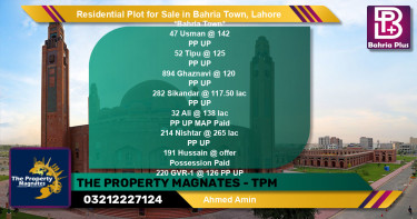 Residential Plot for Sale in Sector B - Usman Block -  Bahria Town, Lahore - (BP-123309)