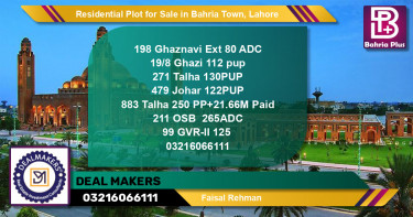 Residential Plot for Sale in Sector F - Ghaznavi Ext. Block -  Bahria Town, Lahore - (BP-123328)