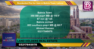 Residential Plot for Sale in Sector D - BB Block -  Bahria Town, Lahore - (BP-123336)