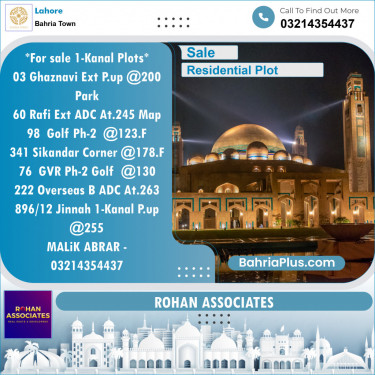 Residential Plot for Sale in Sector F - Ghaznavi Block -  Bahria Town, Lahore - (BP-123358)