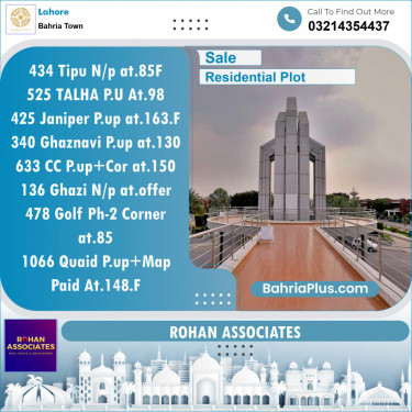 Residential Plot for Sale in Sector F - Tipu Sultan Block -  Bahria Town, Lahore - (BP-123360)