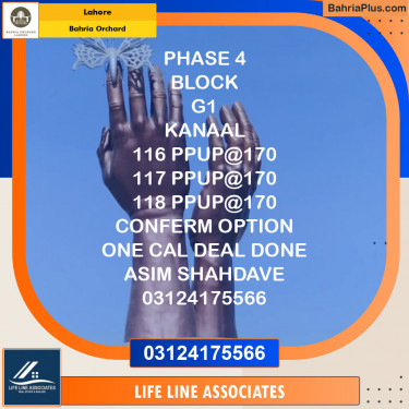 Residential Plot for Sale in Phase 4 - G1 Block -  Bahria Orchard, Lahore - (BP-123361)