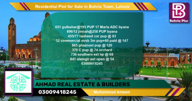 Residential Plot for Sale in Sector C - Gulbahar Block -  Bahria Town, Lahore - (BP-123388)