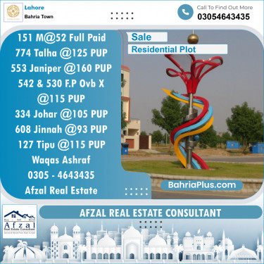 Residential Plot for Sale in Sector F - Talha Block -  Bahria Town, Lahore - (BP-123397)