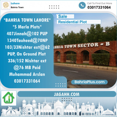 Residential Plot for Sale in Sector E - Jinnah Block -  Bahria Town, Lahore - (BP-123423)