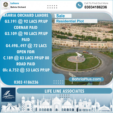 Residential Plot for Sale in Bahria Orchard, Lahore - (BP-123526)