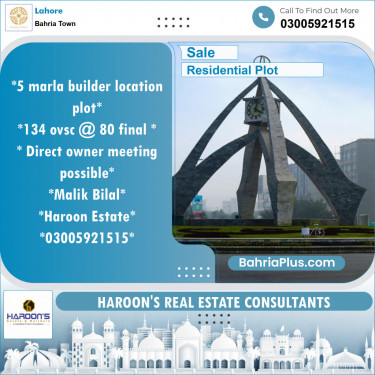 Residential Plot for Sale in Bahria Town, Lahore - (BP-123660)