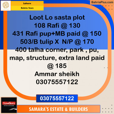 Residential Plot for Sale in Bahria Town, Lahore - (BP-123742)