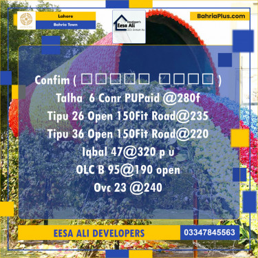 Commercial Plot for Sale in Bahria Town, Lahore - (BP-123828)