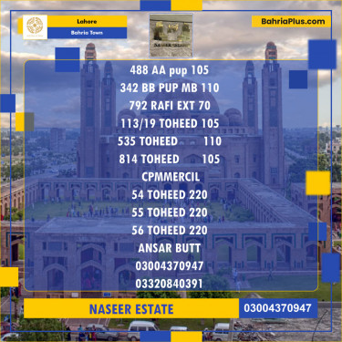 Residential Plot for Sale in Bahria Town, Lahore - (BP-123916)