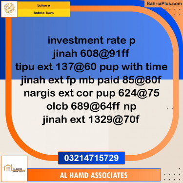 Residential Plot for Sale in Bahria Town, Lahore - (BP-123919)