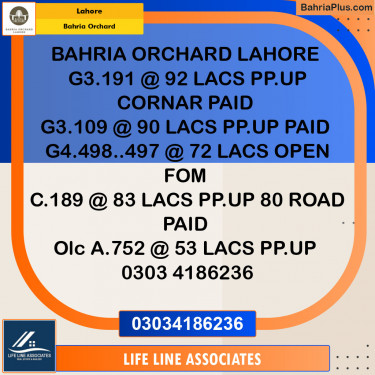 Residential Plot for Sale in Bahria Orchard, Lahore - (BP-123927)