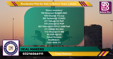 Residential Plot for Sale in Bahria Town, Lahore - (BP-124012)