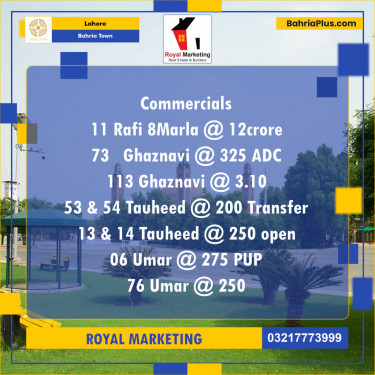 Commercial Plot for Sale in Bahria Town, Lahore - (BP-124023)