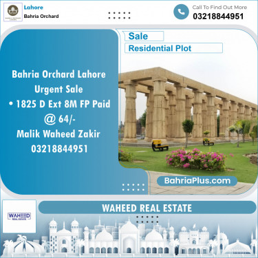 Residential Plot for Sale in Bahria Orchard, Lahore - (BP-124051)