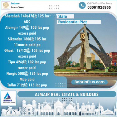 Residential Plot for Sale in Bahria Town, Lahore - (BP-124052)