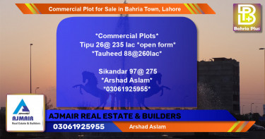Commercial Plot for Sale in Bahria Town, Lahore - (BP-124057)