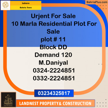 Residential Plot for Sale in Bahria Town, Lahore - (BP-124061)