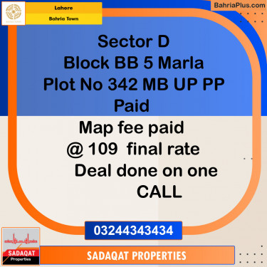 Residential Plot for Sale in Bahria Town, Lahore - (BP-124088)