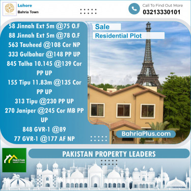 Residential Plot for Sale in Bahria Town, Lahore - (BP-124133)