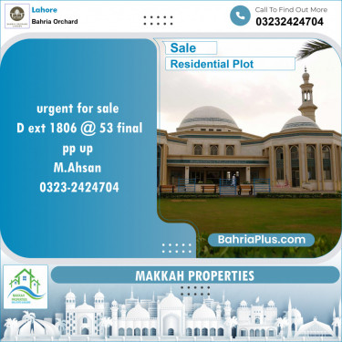 Residential Plot for Sale in Bahria Orchard, Lahore - (BP-124169)