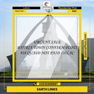 Residential Plot for Sale in Bahria Town, Lahore - (BP-124177)