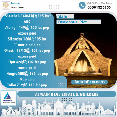 Residential Plot for Sale in Bahria Town, Lahore - (BP-124239)