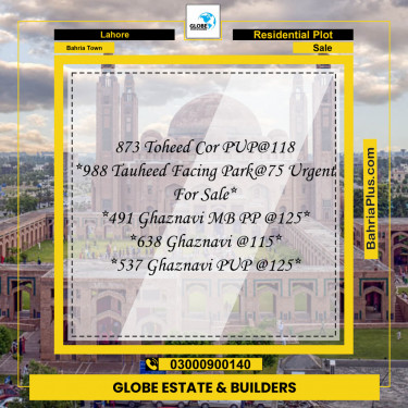 Residential Plot for Sale in Bahria Town, Lahore - (BP-124262)