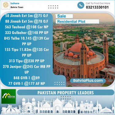 Residential Plot for Sale in Bahria Town, Lahore - (BP-124263)