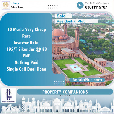 Residential Plot for Sale in Bahria Town, Lahore - (BP-124372)