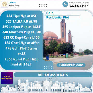 Residential Plot for Sale in Bahria Town, Lahore - (BP-124383)