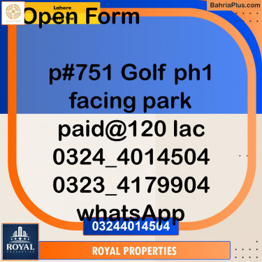Residential Plot for Sale in Bahria Town, Lahore - (BP-124407)