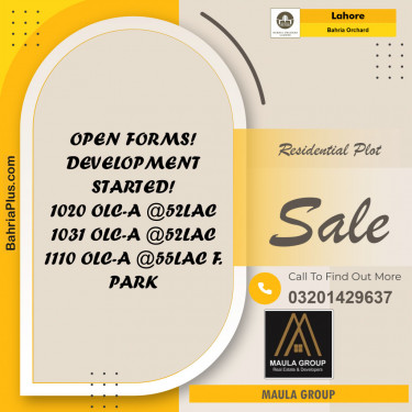 Residential Plot for Sale in OLC-A Block -  Bahria Orchard, Lahore - (BP-124464)