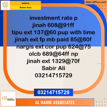 Residential Plot for Sale in Bahria Town, Lahore - (BP-124476)