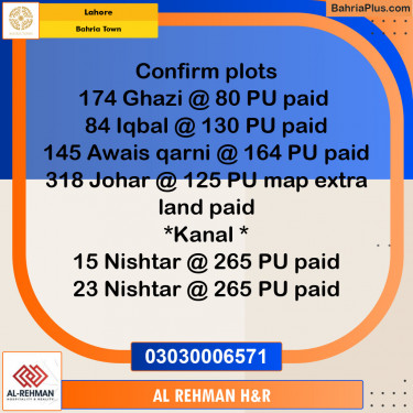 Residential Plot for Sale in Bahria Town, Lahore - (BP-124482)